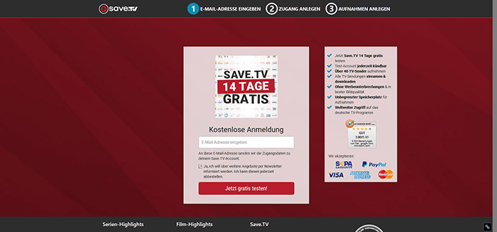 Save.tv - 14 Tage gratis testen