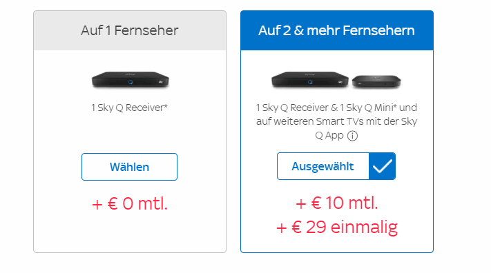 Sky Multiscreen Kostenübersicht