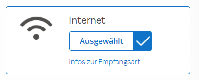 Internet als Empfangsart wählen