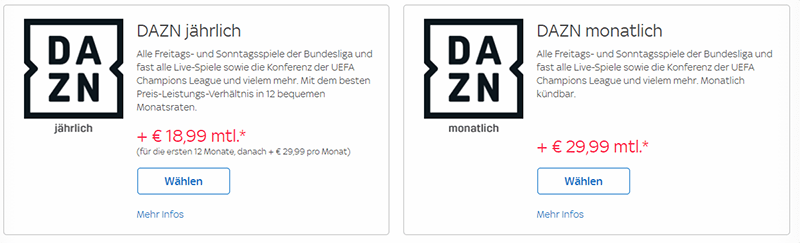 DAZN Angebot über Sky