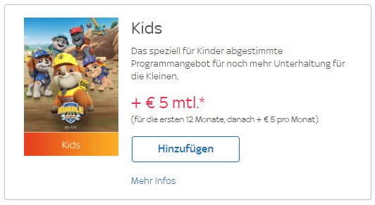 Das Sky Kids Paket kostet 5 € Aufpreis zum Sky Abo